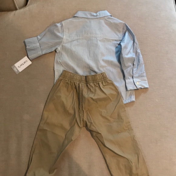 Carter’s Boy 2pc Striped Button Shirt/Canvas Pants - Picture 2 of 4